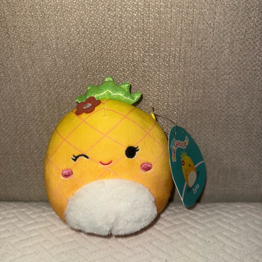 Squishmallows Yellow Pineapple Plush with Green Leaves